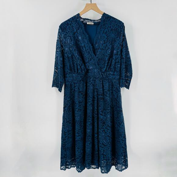 Kiyonna Meadow Dream Maxi Dress Topaz Blue Plus Size 2X Like New - Picture 2 of 11